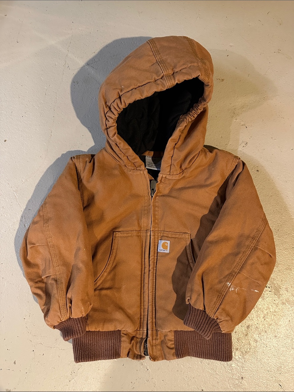 Carhartt Brown/Tan Hooded Zip Work Jacket